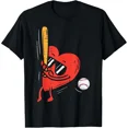 thumbnail image 1 of Heart Playing Baseball Valentines Day Boys Men Coach T-Shirt, 1 of 6