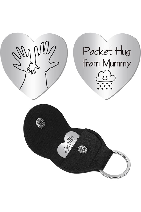 Heart Pocket Hug Token Labyrinth Long Distance Relationship Keepsake Keychain Stainless Steel Color