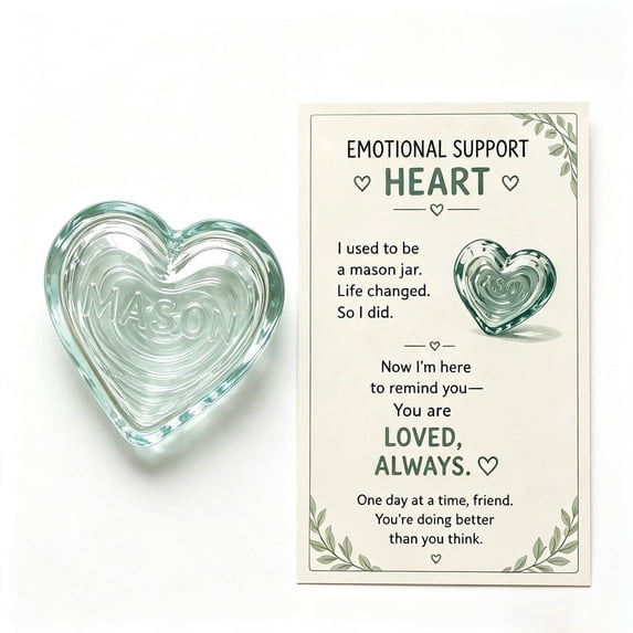 Heart Pocket, Mini Clear Acrylic Heart Shaped Ornament with Encouragement Card Inspirational Keepsake for Comforting Gift Home Decor