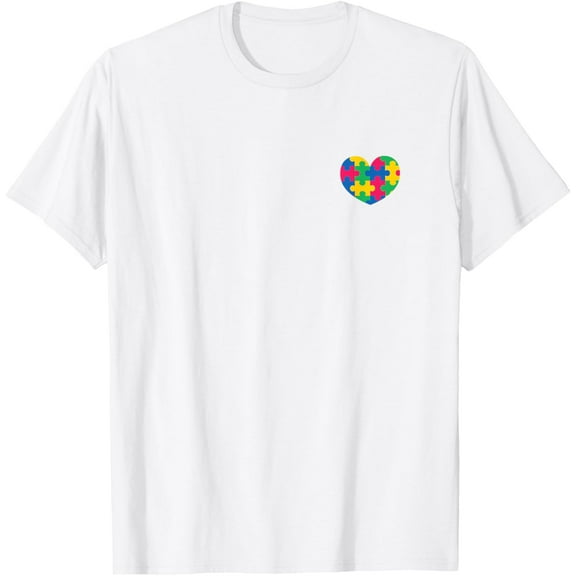 Heart Pocket Puzzle Piece Autism Awareness T-Shirt