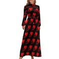thumbnail image 1 of Heart Poker Dress High Neck Blue And White Plaid Print Beach Dresses Long Sleeve Long Maxi Dress Party Vestidos, 1 of 5
