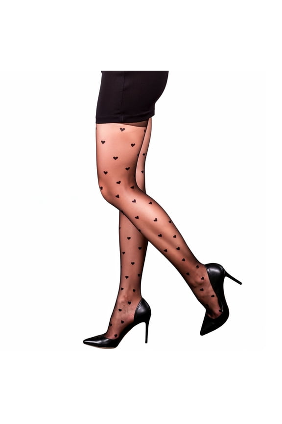 Heart Polka Dot Tights Patterned Cupid Sheer Stockings Valentines Tights