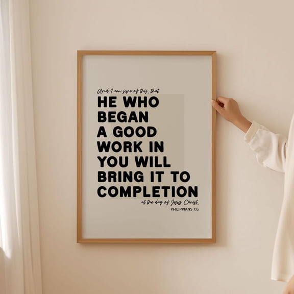 Christian Bible Verse Print, Philippians 1 6, Encouraging Bible Verse, Bible Verse About Life, Popular Bible Verse, Phil 1 Wall Art, Modern Wall Decor, 16x24 UNFRAMED