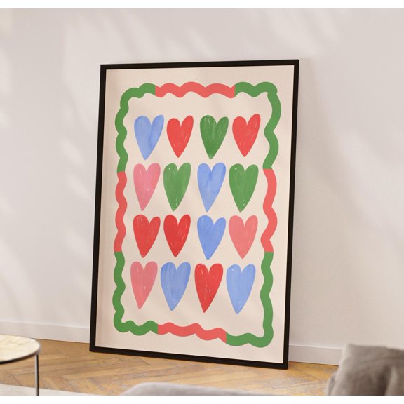 Heart Poster, Modern Love Wall Art, Unframed Paper Poster 8x10in