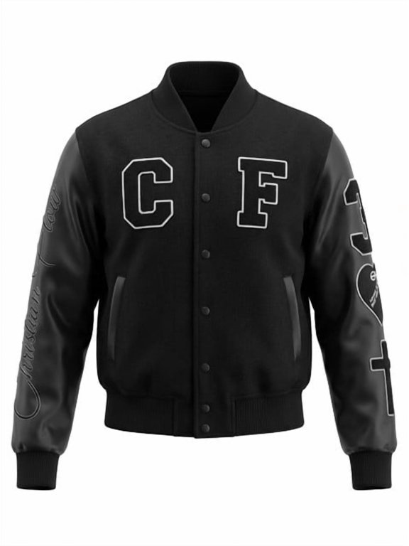 Heart Posture Crop Varsity Jacket Genesis Collection by Christian Flow