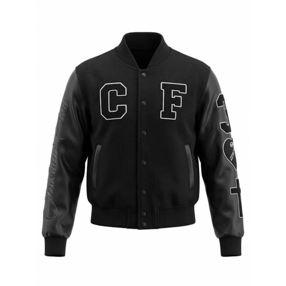 Heart Posture Crop Varsity Jacket Genesis Collection by Christian Flow