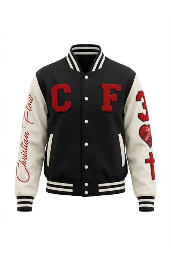 Heart Posture Crop Varsity Jacket Genesis Collection by Christian Flow
