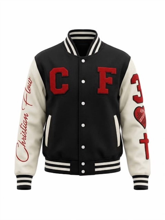 Heart Posture Crop Varsity Jacket Genesis Collection by Christian Flow
