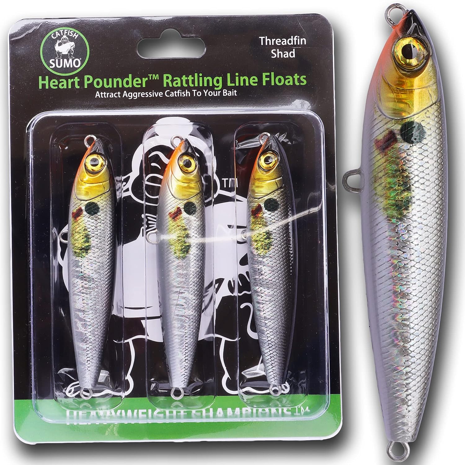 Heart Pounder Catfish Rattling Line Float Lure for Catfishing, Demon