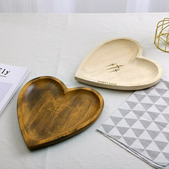 Heart Prayer Bowl Wooden Wood Dough Bowl Prayer Heart Blessing Bowl Religious Christmas Christian Gifts for Women Men