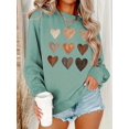 thumbnail image 1 of Heart Print Crew Neck Sweatshirt, Casual Long Sleeve Drop Shoulder Sweatshirt, Women's Clothing, 1 of 5
