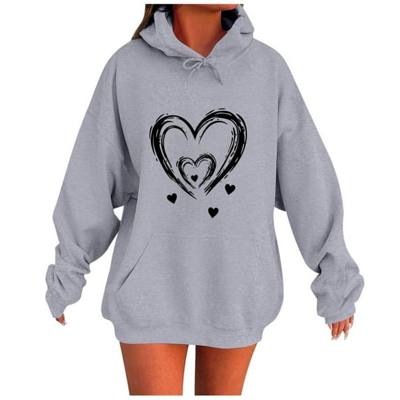 Heart Print Hoodie – Festive Casual Charm