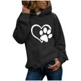 thumbnail image 1 of Heart Print Hoodies for Women Drawstring Long Sleeve Cute Oversized Sweatshirt Dog Paw Print Graphic Pullover Tops, 1 of 5