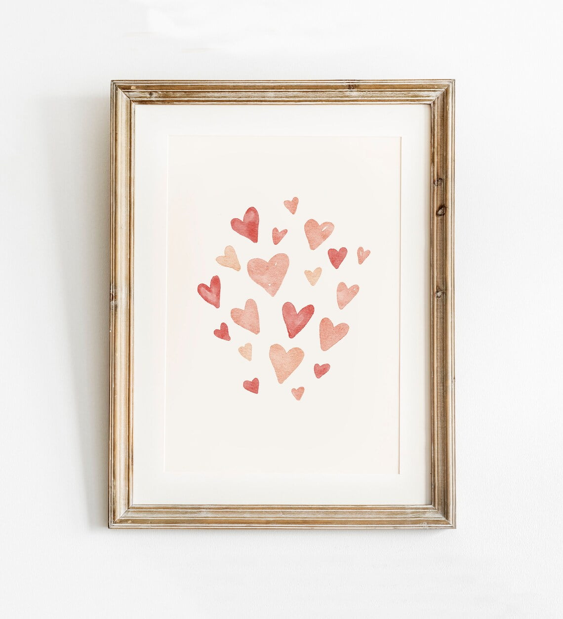 Heart Print, Valentines Day Printable Art, Pink Heart Watercolour