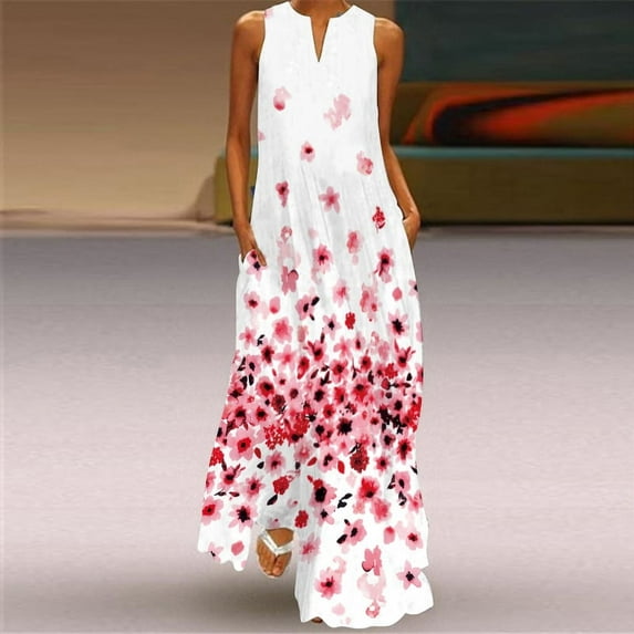 Heart Print Vintage White Dress Party V Neck Summer Sundresses Elegant 3D Dresses Women Casual Beach Maxi Dresses For Women