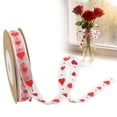thumbnail image 1 of Heart Print Wired Ribbon,Polyester Craft Wrapping Ribbon for DIY Wedding Gift and Event Decoration,1 Roll,C,1PC, 1 of 10