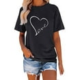 thumbnail image 1 of Hfolob Heart Printed T-Shirt For Women Graphic Short Sleeve Tee Tops Round Neck Casual Slim Shirts Tee Simple Outdoor Steetwear Ladies Dailywear, 1 of 6