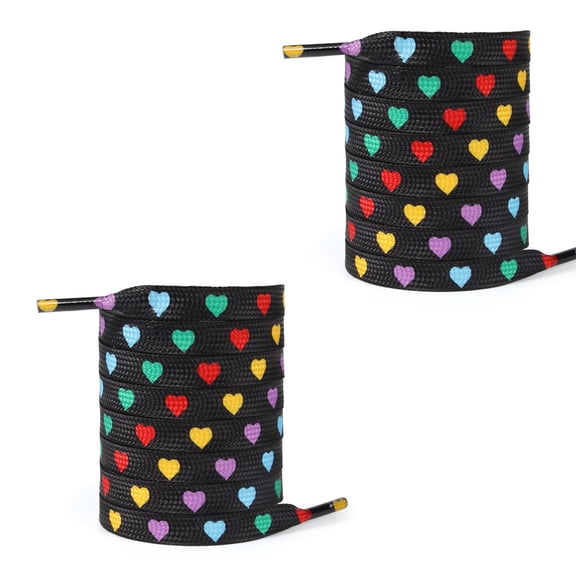 Heart Prints Shoe Lace 100cm Long Shoelaces Flat Polyester Shoe Laces Replacement for Sneakers Runners Canvas Shoe Boot