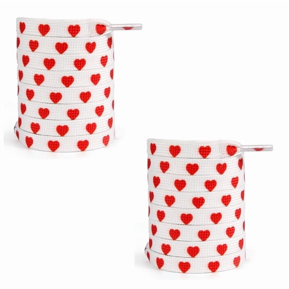 Heart Prints Shoe Lace 100cm Long Shoelaces Flat Polyester Shoe Laces Replacement for Sneakers Runners Canvas Shoe Boot