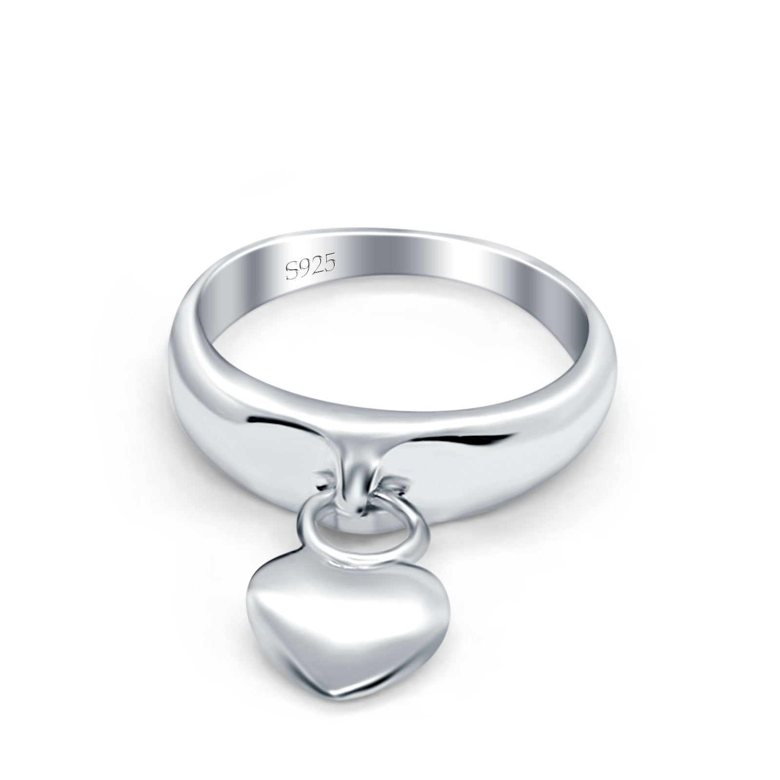 Heart Promise Charm Plain Oxidized Band Ring 925 Sterling Silver Size 10