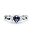 thumbnail image 1 of Heart Promise Ring Rainbow Topaz Black Accent 925 Sterling Silver Size 4, 1 of 6