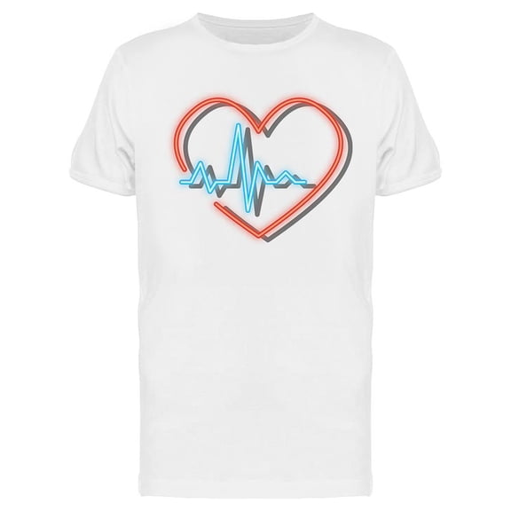 Heart Pulse Rate Neon Sign T-Shirt Men -Image by Shutterstock, Male Medium