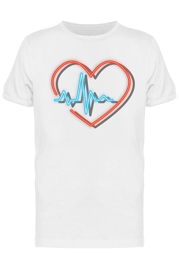 Heart Pulse Rate Neon Sign T-Shirt Men -Image by Shutterstock, Male Medium