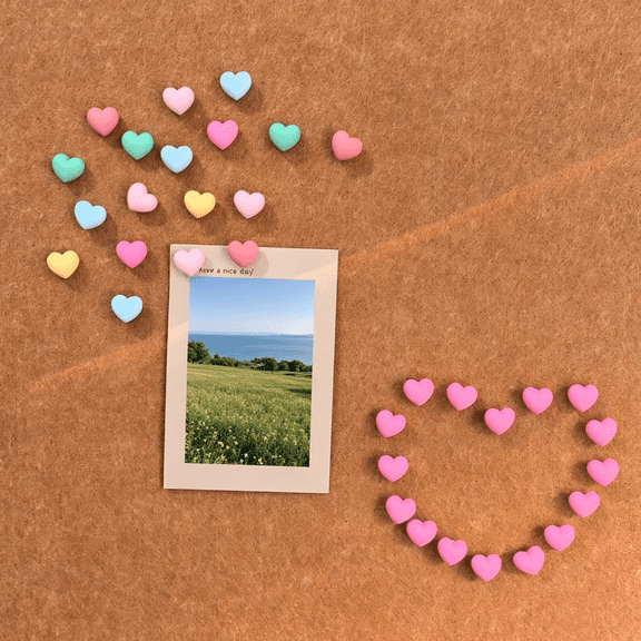 Heart Push Pins,Cute Push Pins,Needlepoint Tacks,Colorful Heart Thumbtacks Thumb Tacks for Bulletin Cork Boards Office Organization Home