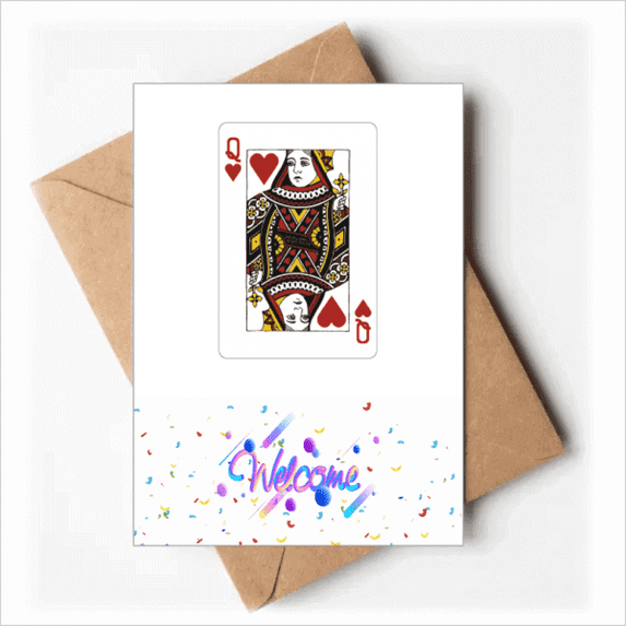 Heart Q Playing Cards Pattern Welcome Back Greeting Cards Envelopes Blank