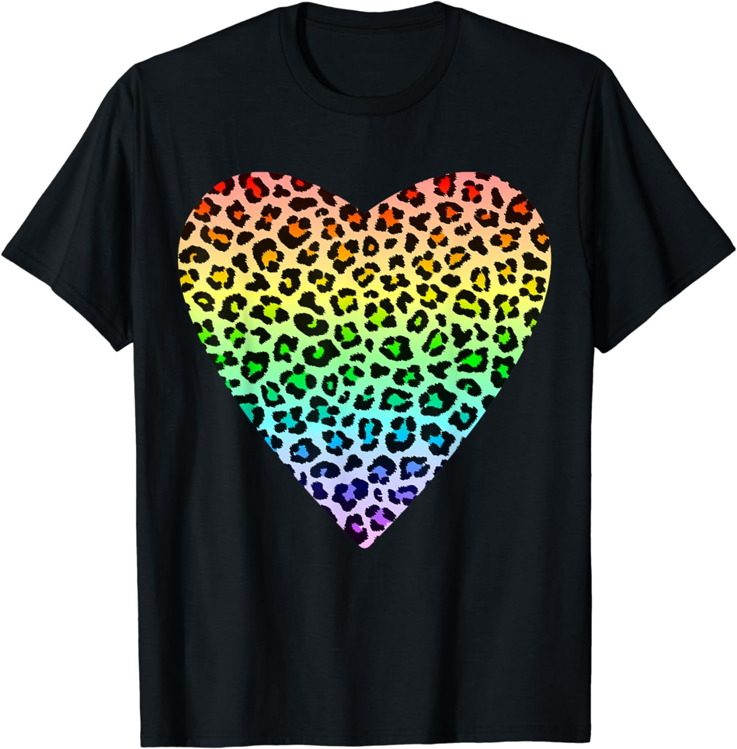 Heart Rainbow Cheetah Leopard Tiger Print T-Shirt - Walmart.com