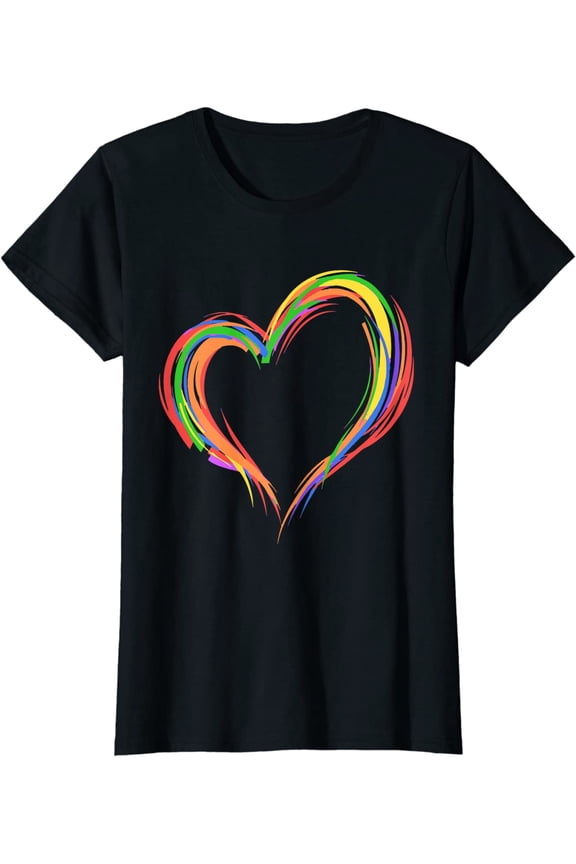 Heart Rainbow Flag LGBT Les Pride Support LGBTQ Gift T-Shirt