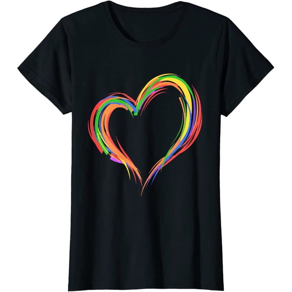 Heart Rainbow Flag LGBT Les Pride Support LGBTQ Gift T-Shirt