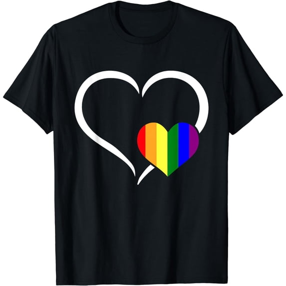 Heart Rainbow Flag LGBT-Q Cool Gay Pride Ally Equality T-Shirt