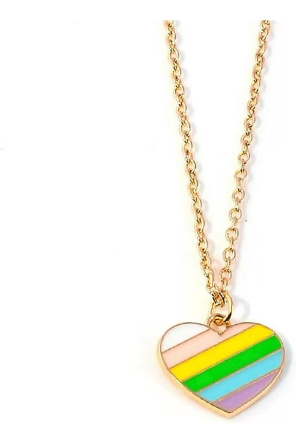 Heart Rainbow LGBT Necklaces for Wome Men Colorful Rainbow Love Heart Pendant Necklaces LGBTQ Pride Lesbian Bisexual Transgender Nonbinary Asexual Heart Pride Necklace Jewelry Gifts