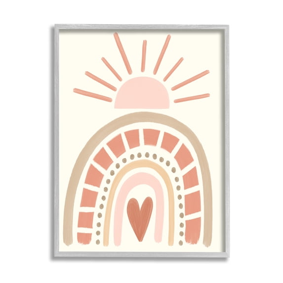 Stupell Industries Heart Rainbow Shapes Sunrise Sky Neutral,11 x 14,Designed by Taylor Shannon