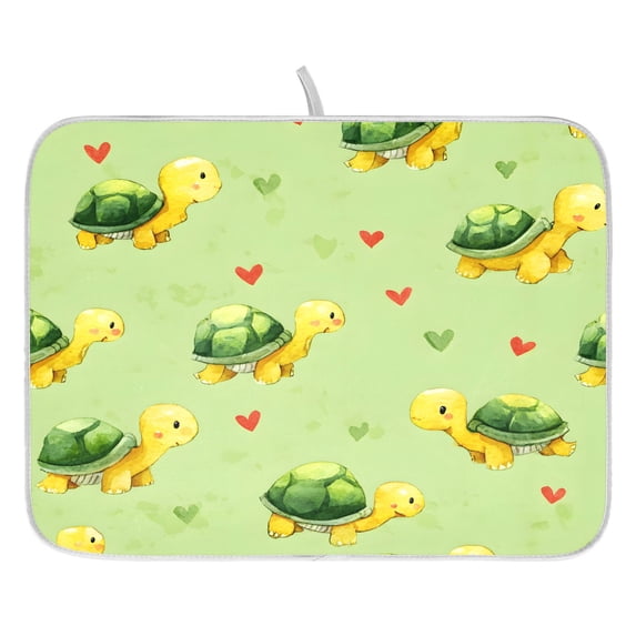 Heart Raspberry Flower Drying Dish Mat Quick Drying Absorbent Soft Durable for Kitchen 16" x 18"