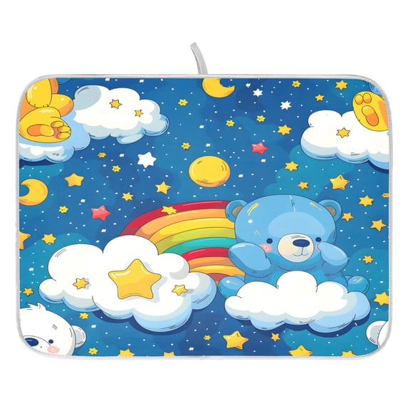 Heart Raspberry Flower Drying Dish Mat Quick Drying Absorbent Soft Durable for Kitchen 16" x 18"