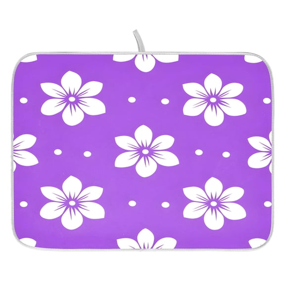 Heart Raspberry Flower Drying Dish Mat Quick Drying Absorbent Soft Durable for Kitchen 16" x 18"