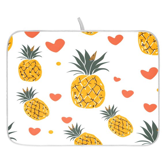 Heart Raspberry Flower Drying Dish Mat Quick Drying Absorbent Soft Durable for Kitchen 16" x 18"