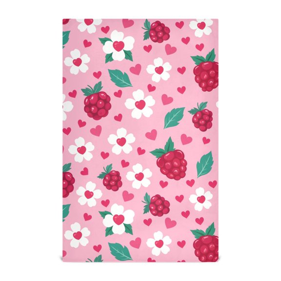Heart Raspberry Flower Kitchen Towels Waffle Weave Decorative Tea Towels Multi Use Dishcloths 28x18in