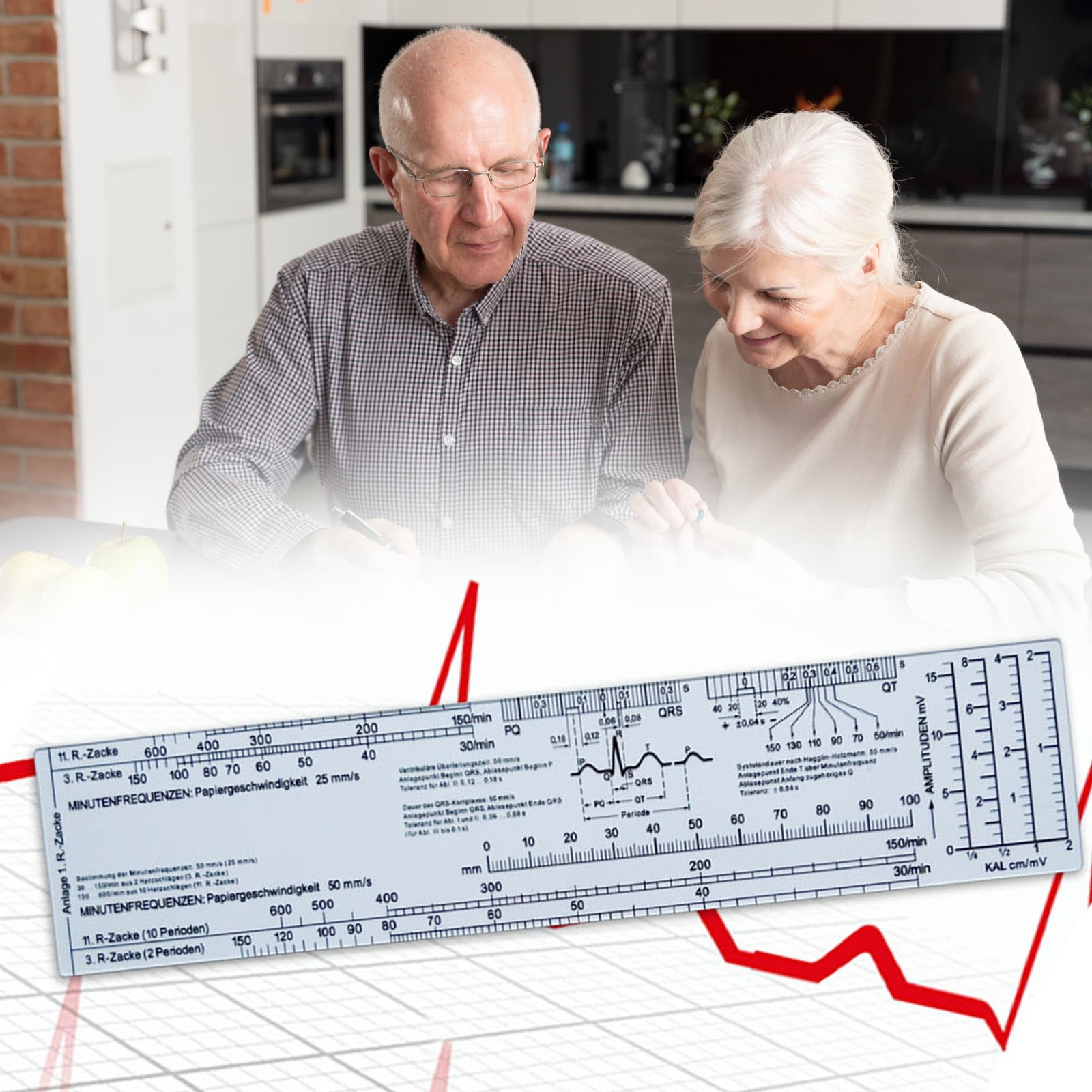 Heart Rate Ruler, Electrocardiogram Ruler|Basic Ruler Pocket Card ...