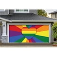 thumbnail image 1 of Heart Rays - Pride LGBT  7  ft. x 16  ft. Garage Door Decor Banner Mural, 1 of 1
