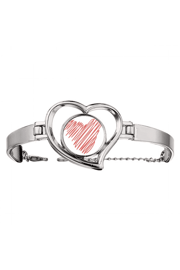 Heart Red Line Sketch Valentine's Day Bracelet Heart Jewelry Wire Bangle