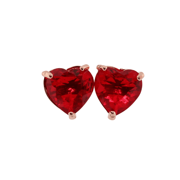 Heart Red Ruby Stud Rose Gold Earrings 281