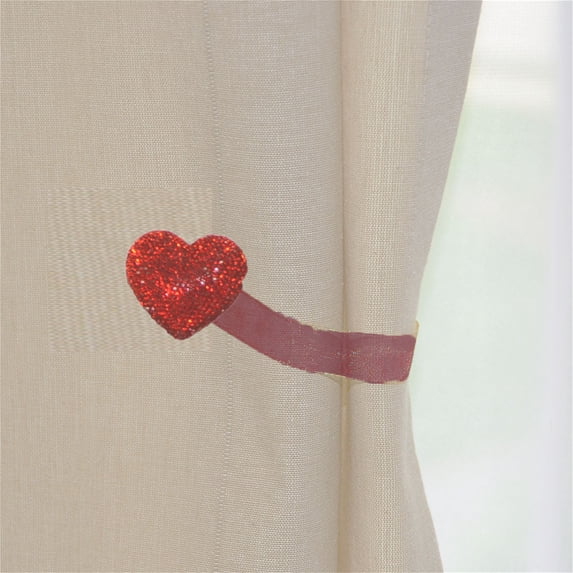 Heart Red White 2 Piece Crystal Magnetic Window Curtain Drapery Tie Back Clips - Hardware/Mount
