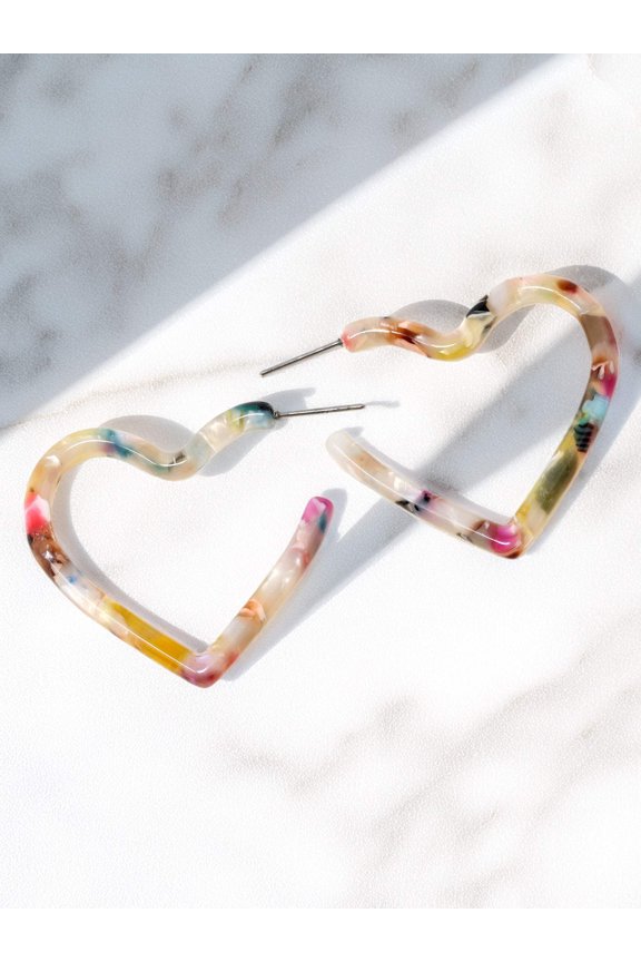 Heart Resin Hoop Earring