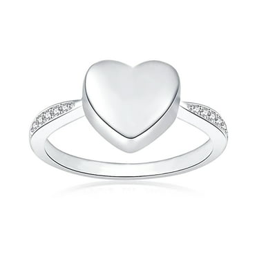 Heart Rhinestone Inlay Tiny Cremation Urn Ring Jewelry Stainless Steel Memorial Keepsake Ring Ashes Holder Waterproof Ash Ring Container with Free Funnel Kit and Velvet Jewelry Box - Size 6