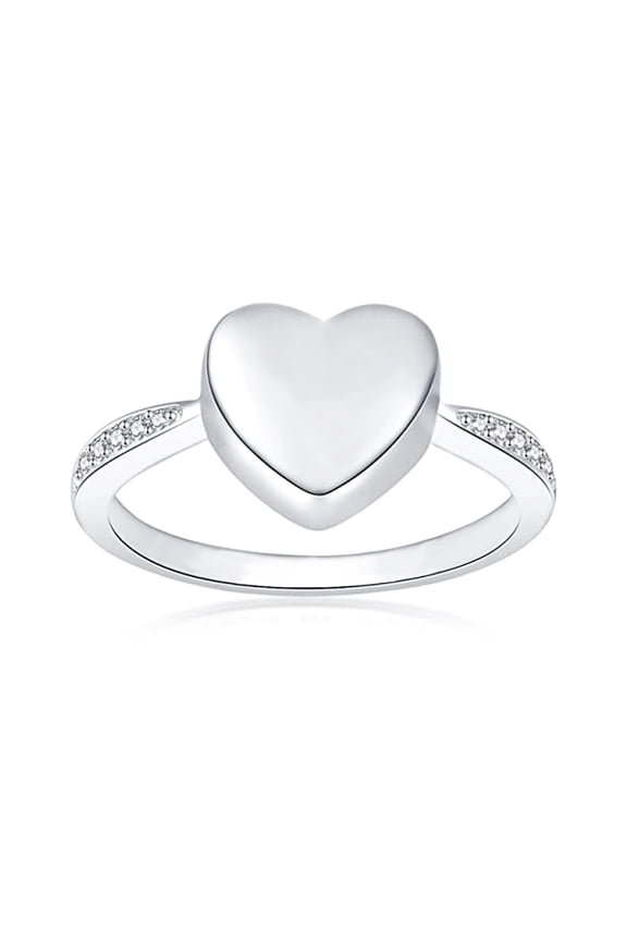Heart Rhinestone Inlay Tiny Cremation Urn Ring Jewelry Stainless Steel Memorial Keepsake Ring Ashes Holder Waterproof Ash Ring Container with Free Funnel Kit and Velvet Jewelry Box - Size 8