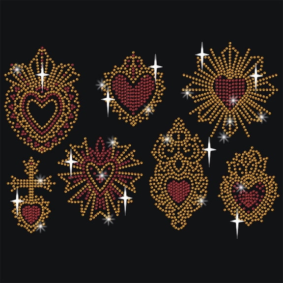 Heart Rhinestone Iron on Hotfix Heat Transfer Decal Bling Rhinestone Decals Rhinestone Heat Transfer Patch Clothing Repair Applique for DIY T-Shirt Clothing Pants Bags 11.698.27 Inch