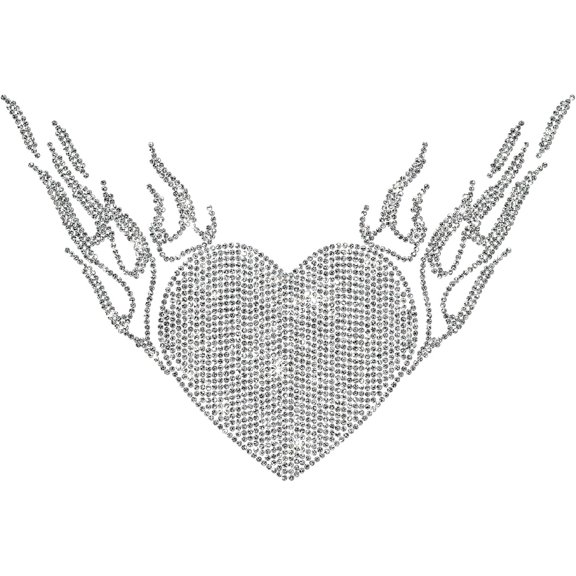 Heart Rhinestone Iron on Decal Wings Bling Iron on Transfers Patches Decals Hotfix Appliques Repair Heat Transfer Glitter